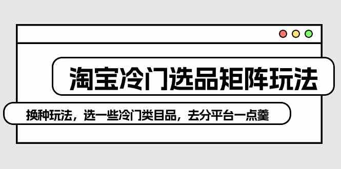 (10159期)淘宝冷门选品矩阵玩法:换种玩法,选一些冷门类目品,去分平台一点羹-3YVIP资源库