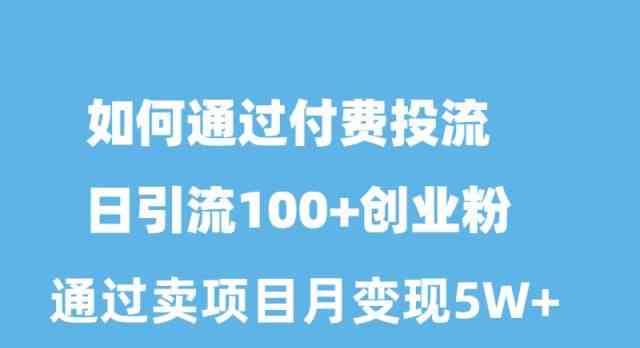 (10189期)如何通过付费投流日引流100+创业粉月变现5W+-3YVIP资源库