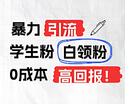 暴力引流学生粉白领粉,吊打以往垃圾玩法,0成本,高回报-3YVIP资源库
