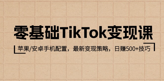 (12723期)零基础TikTok变现课:苹果/安卓手机配置,最新变现策略,日赚500+技巧-3YVIP资源库