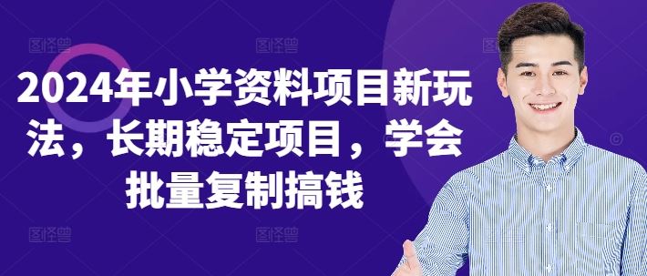 2024年小学资料项目新玩法,长期稳定项目,学会批量复制搞钱-3YVIP资源库