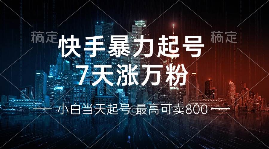 (13142期)快手暴力起号,7天涨万粉,小白当天起号 多种变现方式,账号回收,单月…-3YVIP资源库