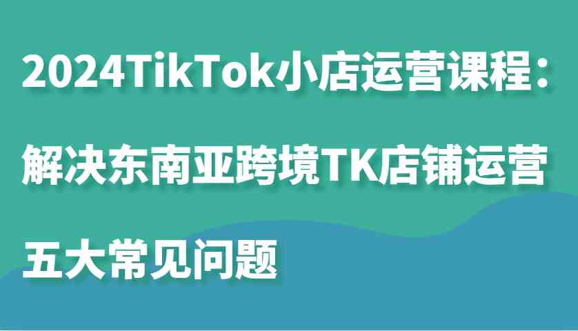 2024TikTok小店运营课程:解决东南亚跨境TK店铺运营五大常见问题-3YVIP资源库