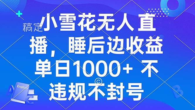 (13491期)小雪花无人直播 睡后收益单日1000+ 零粉丝新号开播 不违规 看完就会-3YVIP资源库