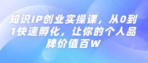知识IP创业实操课,从0到1快速孵化,让你的个人品牌价值百W-3YVIP资源库