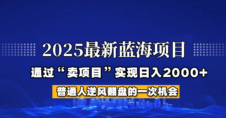 2025年蓝海项目,如何通过“网创项目”日入2000+-3YVIP资源库