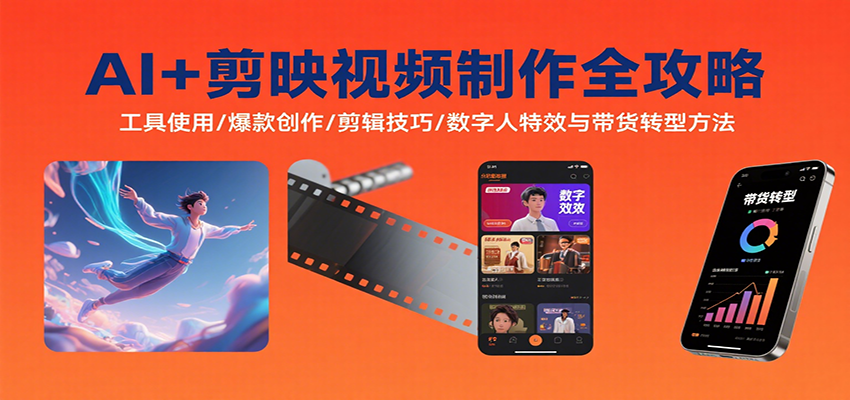AI+剪映视频制作全攻略:工具使用/爆款创作/剪辑技巧/数字人特效与带货转型方法-3YVIP资源库