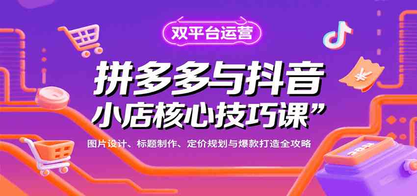 拼多多与抖音小店核心技巧课,图片设计、标题制作、定价规划与爆款打造全攻略-3YVIP资源库