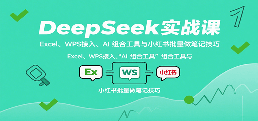 DeepSeek实战课:Excel、WPS接入、AI 组合工具与小红书批量做笔记技巧-3YVIP资源库
