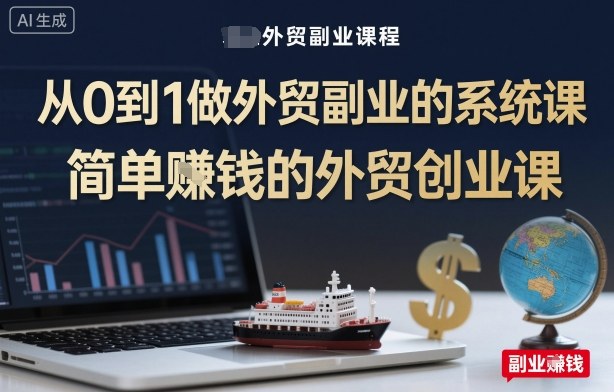 从0到1做外贸副业的系统课,简单賺钱的外贸创业课-3YVIP资源库