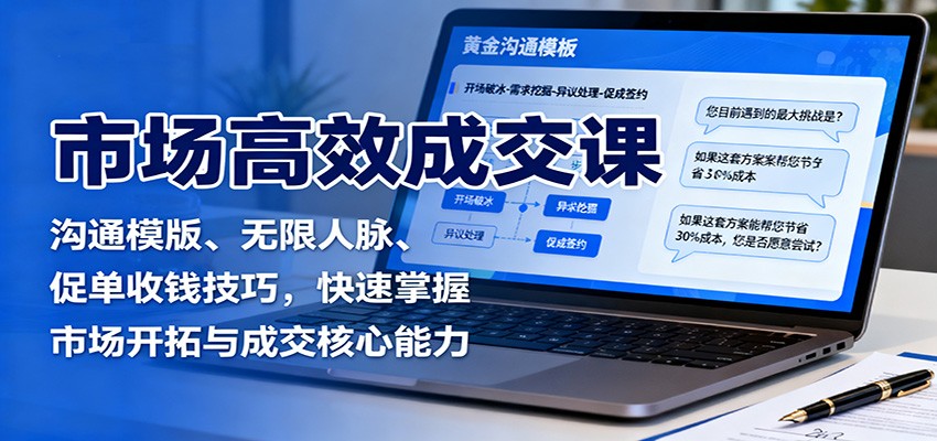 市场高效成交课:沟通模版、无限人脉、促单收钱技巧,快速掌握市场开拓与成交核心能力-3YVIP资源库