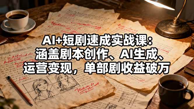 (16359期)AI+短剧速成实战课:涵盖剧本创作、AI生成、运营变现,单部剧收益破万