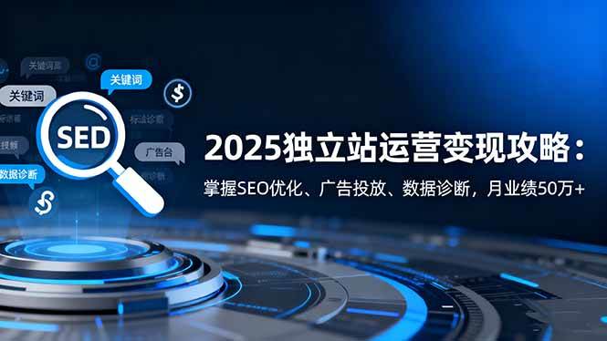(16371期)2025独立站运营变现攻略:掌握SEO优化、广告投放、数据诊断,月业绩50万+