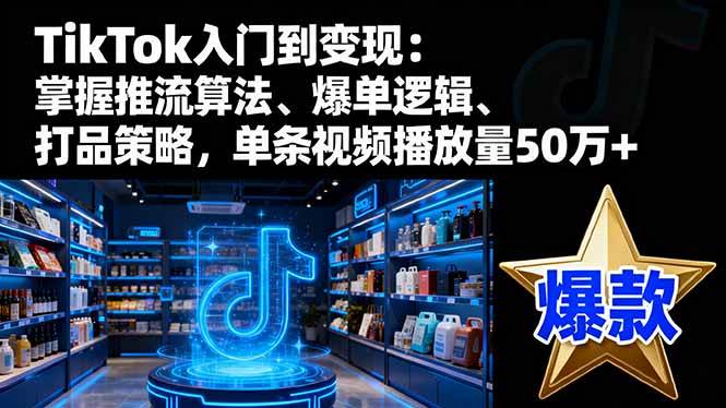 (16367期)TikTok入门到变现:掌握推流算法、爆单逻辑、打品策略,单条视频播放量50w