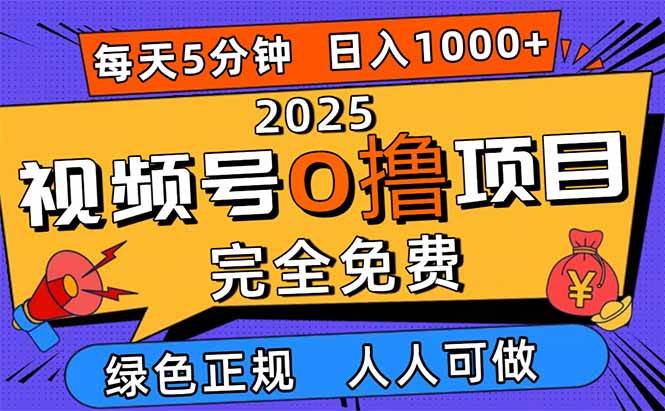 (16388期)2025视频号0撸项目,5分钟一个号,日入1000+,人人可做-3YVIP资源库