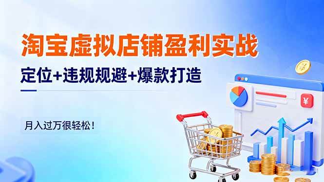 (16387期)淘宝虚拟店铺盈利实战:定位+违规规避+爆款打造,月入过万很轻松!-3YVIP资源库