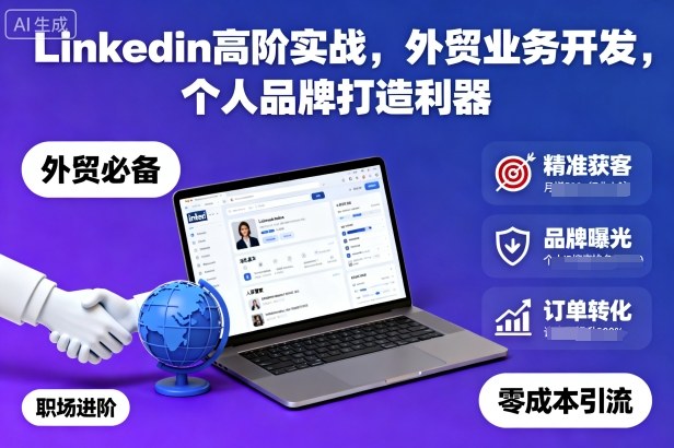 Linkedin高阶实战,外贸业务开发,个人品牌打造利器-3YVIP资源库