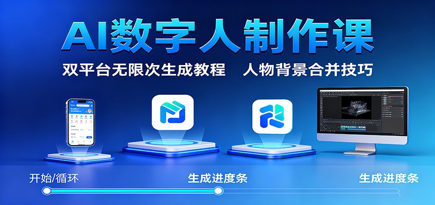 AI数字人制作课:双平台无限次生成教程,人物背景合并技巧-3YVIP资源库