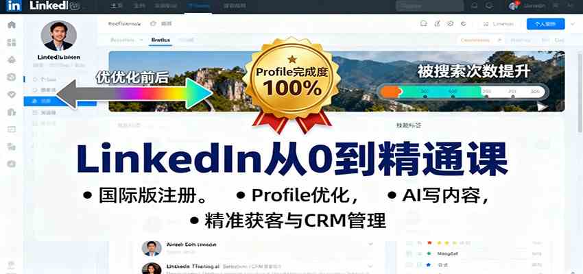 LinkedIn从0到精通课:国际版注册,Profile优化,AI写内容,精准获客与CRM管理-3YVIP资源库