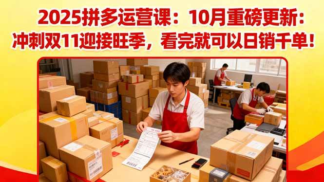 (16400期)2025拼多多运营课:10月重磅更新:冲刺双11迎接旺季,看完就可以日销千单-3YVIP资源库