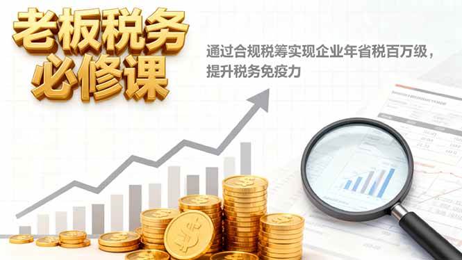 (16426期)老板税务必修课,通过合规税筹实现企业年省税百万级,提升税务免疫力-3YVIP资源库