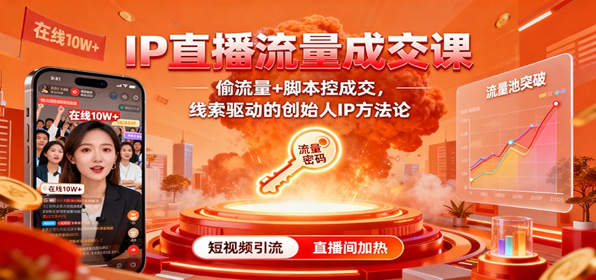 IP直播流量成交课:偷流量+脚本控成交,线索驱动的创始人IP方法论-3YVIP资源库