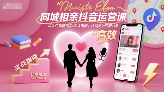 同城相亲抖音运营课,从入门到精通的实战指南,快速高效匹配对象-3YVIP资源库