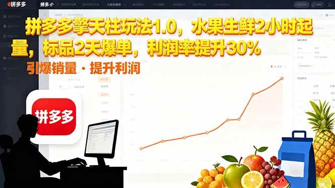 (16429期)拼多多 擎天柱玩法1.0,水果生鲜2小时起量,标品2天爆单,利润率提升30%-3YVIP资源库