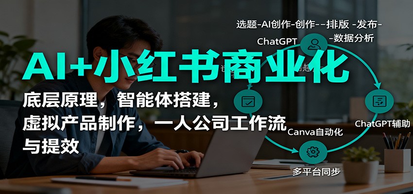 AI+小红书商业化,底层原理,智能体搭建,虚拟产品制作,一人公司工作流与提效-3YVIP资源库