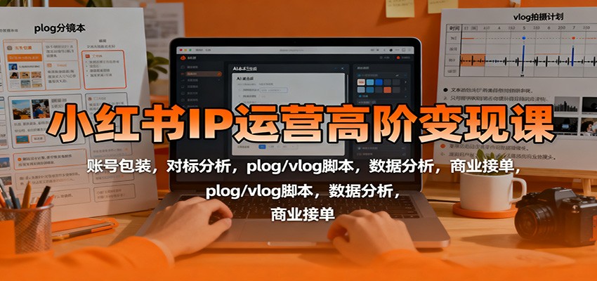小红书IP运营高阶变现课:账号包装,对标分析,plog/vlog脚本,数据分析,商业接单-3YVIP资源库