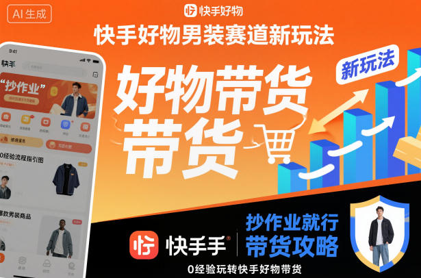 快手好物男装赛道新玩法,抄作业就行,0经验玩转快手好物带货-3YVIP资源库