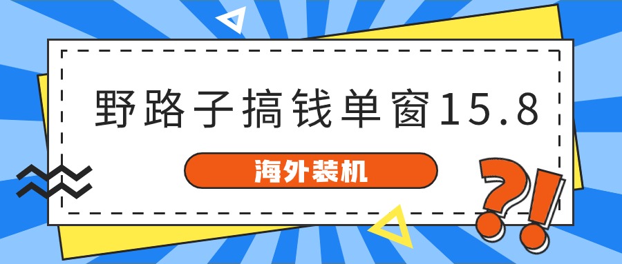 海外装机，野路子搞钱，单窗口15.8，亲测已变现10000+-3YVIP资源库