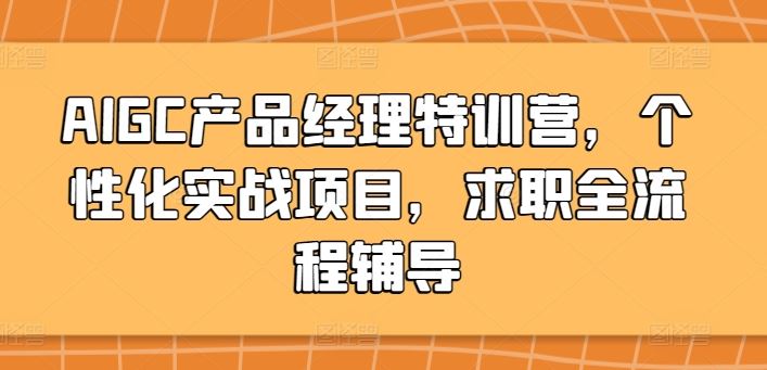 AIGC产品经理特训营，个性化实战项目，求职全流程辅导-3YVIP资源库