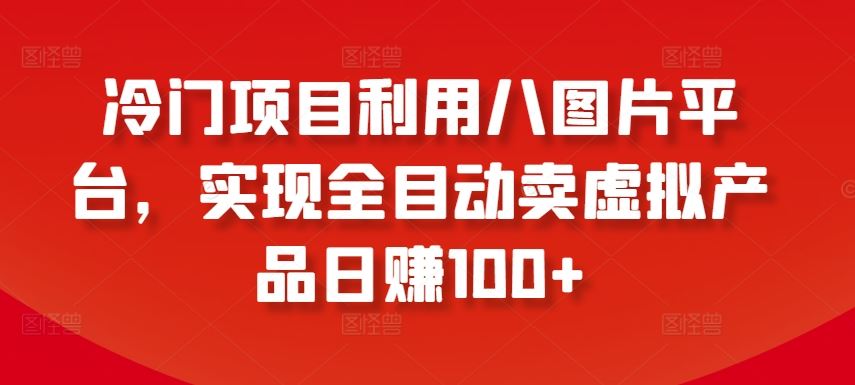 冷门项目利用八图片平台，实现全目动卖虚拟产品日赚100+【揭秘】-3YVIP资源库