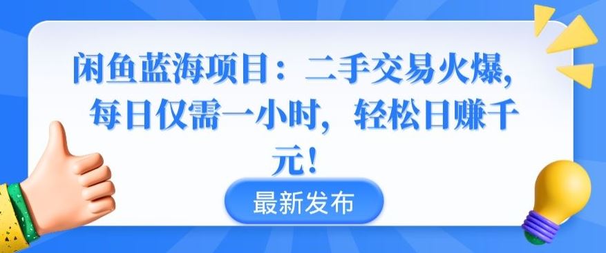闲鱼蓝海项目：二手交易火爆，每日仅需一小时，轻松日赚千元【揭秘】-3YVIP资源库