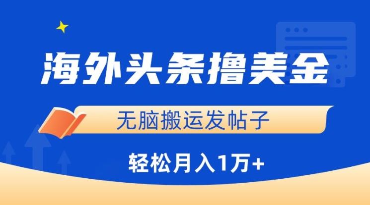 海外头条撸美金，无脑搬运发帖子，月入1万+，小白轻松掌握【揭秘】-3YVIP资源库