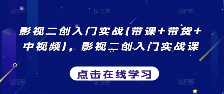 影视二创入门实战(带课+带货+中视频)，影视二创入门实战课-3YVIP资源库
