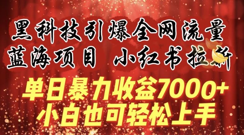 蓝海项目!黑科技引爆全网流量小红书拉新，单日暴力收益7000+，小白也能轻松上手【揭秘】-3YVIP资源库