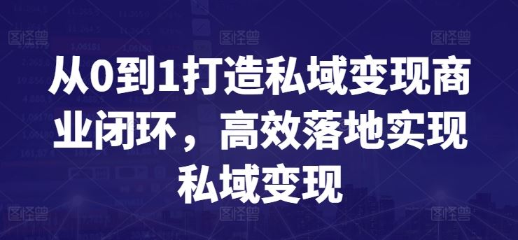 从0到1打造私域变现商业闭环，高效落地实现私域变现-3YVIP资源库