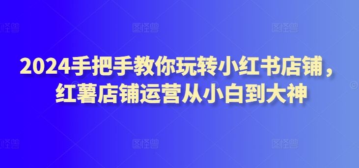 2024手把手教你玩转小红书店铺，红薯店铺运营从小白到大神-3YVIP资源库