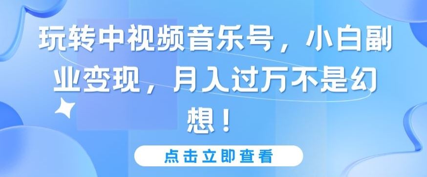 玩转中视频音乐号，小白副业变现，月入过万不是幻想【揭秘】-3YVIP资源库