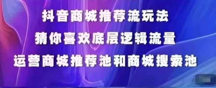 抖音商城运营课程，猜你喜欢入池商城搜索商城推荐人群标签覆盖-3YVIP资源库