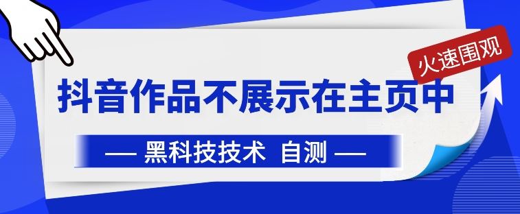 抖音黑科技：抖音作品不展示在主页中【揭秘】-3YVIP资源库