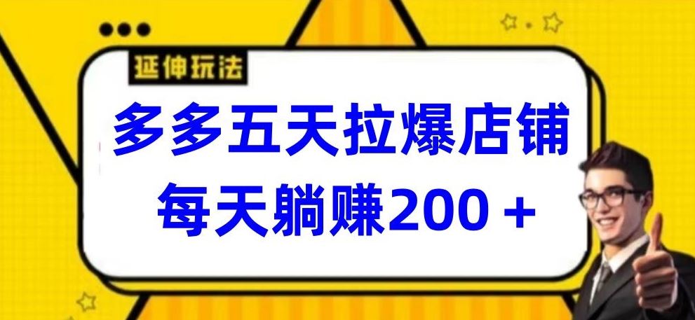多多五天拉爆店铺，每天躺赚200+【揭秘】-3YVIP资源库