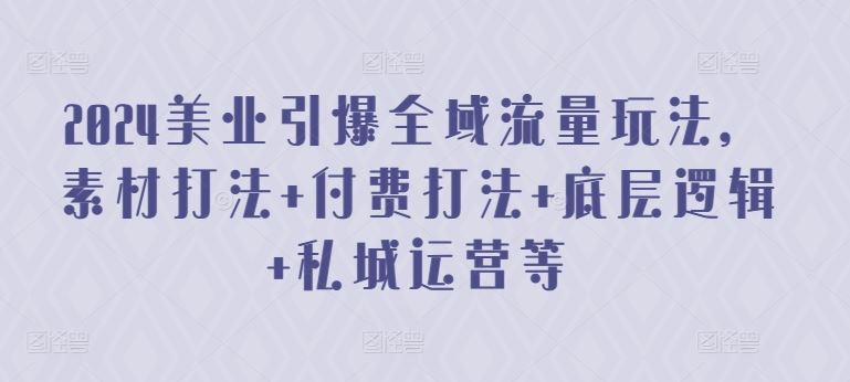 2024美业引爆全域流量玩法，素材打法 付费打法 底层逻辑 私城运营等-3YVIP资源库