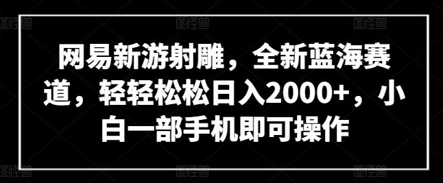 网易新游射雕，全新蓝海赛道，轻轻松松日入2000+，小白一部手机即可操作【揭秘】-3YVIP资源库