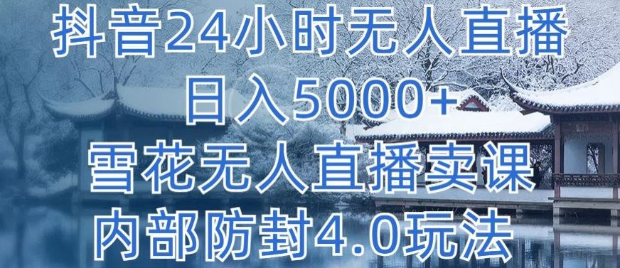 抖音24小时无人直播 日入5000+，雪花无人直播卖课，内部防封4.0玩法【揭秘】-3YVIP资源库