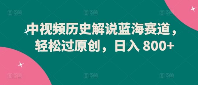 中视频历史解说蓝海赛道，轻松过原创，日入 800+【揭秘】-3YVIP资源库