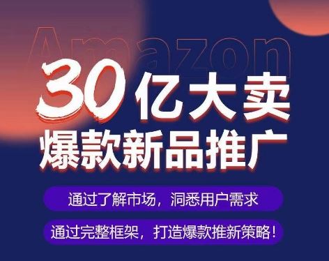 亚马逊·30亿大卖爆款新品推广，可复制、全程案例实操的爆款推新SOP-3YVIP资源库
