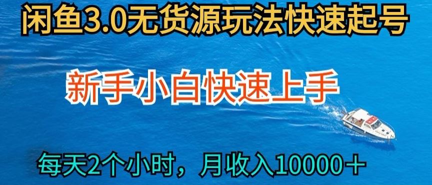 2024最新闲鱼无货源玩法，从0开始小白快手上手，每天2小时月收入过万【揭秘】-3YVIP资源库